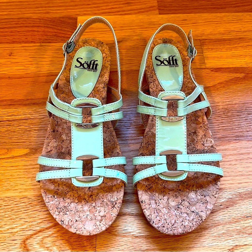 Sofft Mint Green Cork Sandals